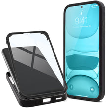 Cargar imagen en el visor de la galería, Moozy 360 Case for Samsung S22 - Black Rim Transparent Case, Full Body Double-sided Protection, Cover with Built-in Screen Protector
