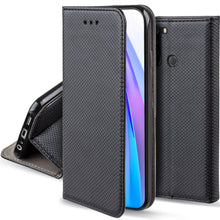 Load image into Gallery viewer, Moozy Case Flip Cover for Xiaomi Redmi Note 8T, Black - Smart Magnetic Flip Case with Card Holder and Stand

