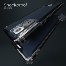 Load image into Gallery viewer, Moozy Xframe Shockproof Case for Xiaomi Redmi Note 10 Pro and Note 10 Pro Max - Black Rim Transparent Case, Double Colour Clear Hybrid Cover
