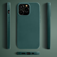 Lade das Bild in den Galerie-Viewer, Moozy Lifestyle. Silicone Case for iPhone 14 Pro, Dark Green - Liquid Silicone Lightweight Cover with Matte Finish and Soft Microfiber Lining, Premium Silicone Case
