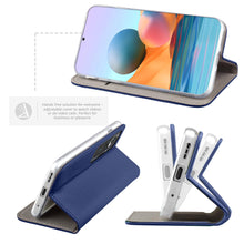 Cargar imagen en el visor de la galería, Moozy Case Flip Cover for Xiaomi Redmi Note 10 Pro and Note 10 Pro Max, Dark Blue - Smart Magnetic Flip Case Flip Folio Wallet Case
