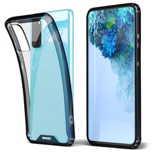 Lade das Bild in den Galerie-Viewer, Moozy Xframe Shockproof Case for Samsung S20 - Black Rim Transparent Case, Double Colour Clear Hybrid Cover with Shock Absorbing TPU Rim
