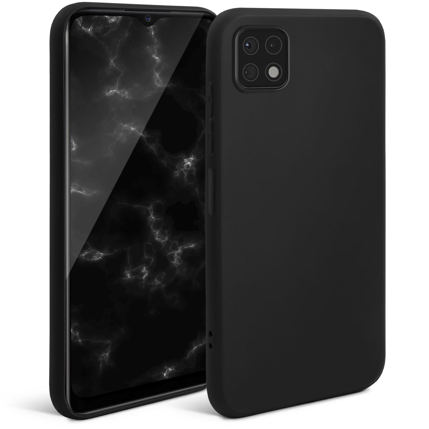 Moozy Minimalist Series Silicone Case for Samsung A22 5G, Black - Matte Finish Lightweight Mobile Phone Case Slim Soft Protective TPU Cover with Matte Surface