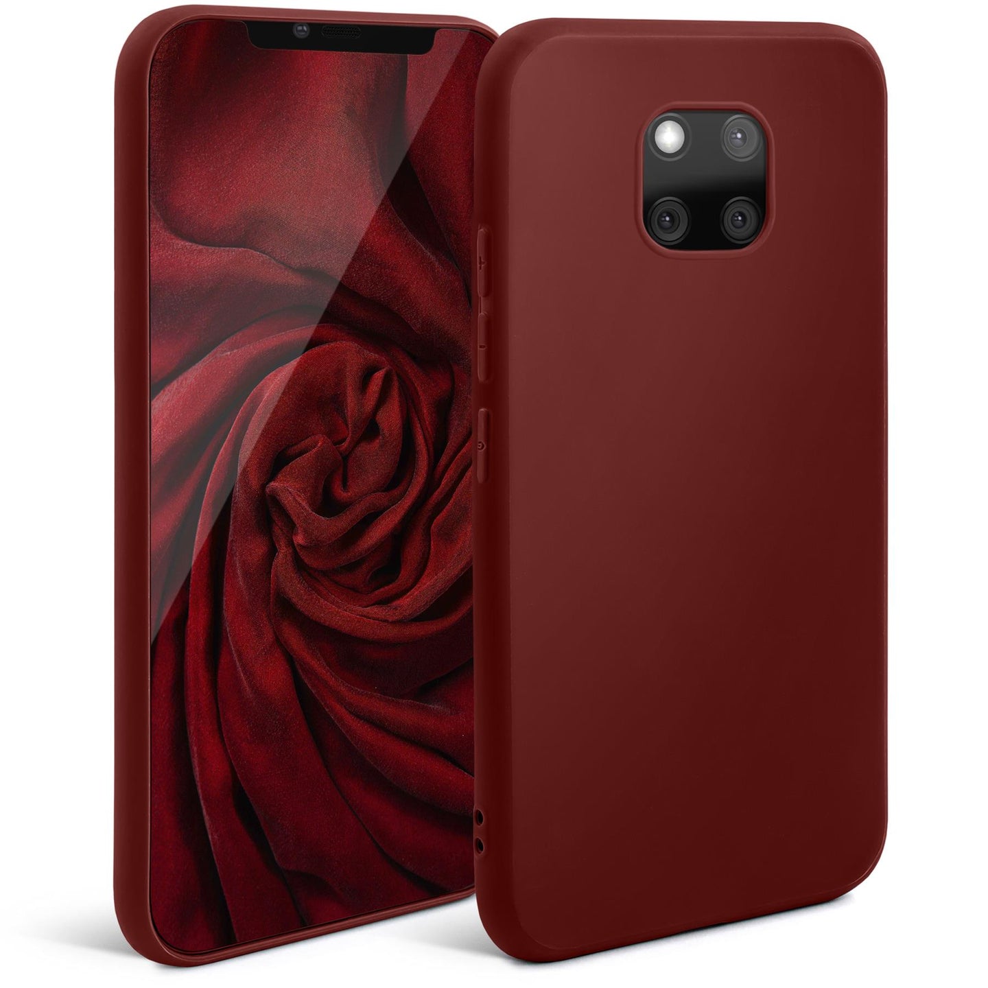 Moozy Minimalist Series Silicone Case for Huawei Mate 20 Pro, Wine Red - Matte Finish Lightweight Mobile Phone Case Slim Soft Protective TPU Cover with Matte Surface