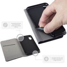 Cargar imagen en el visor de la galería, Moozy Case Flip Cover for iPhone XR, Black - Smart Magnetic Flip Case with Card Holder and Stand
