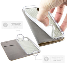 Załaduj obraz do przeglądarki galerii, Moozy Case Flip Cover for Samsung A12, Gold - Smart Magnetic Flip Case with Card Holder and Stand
