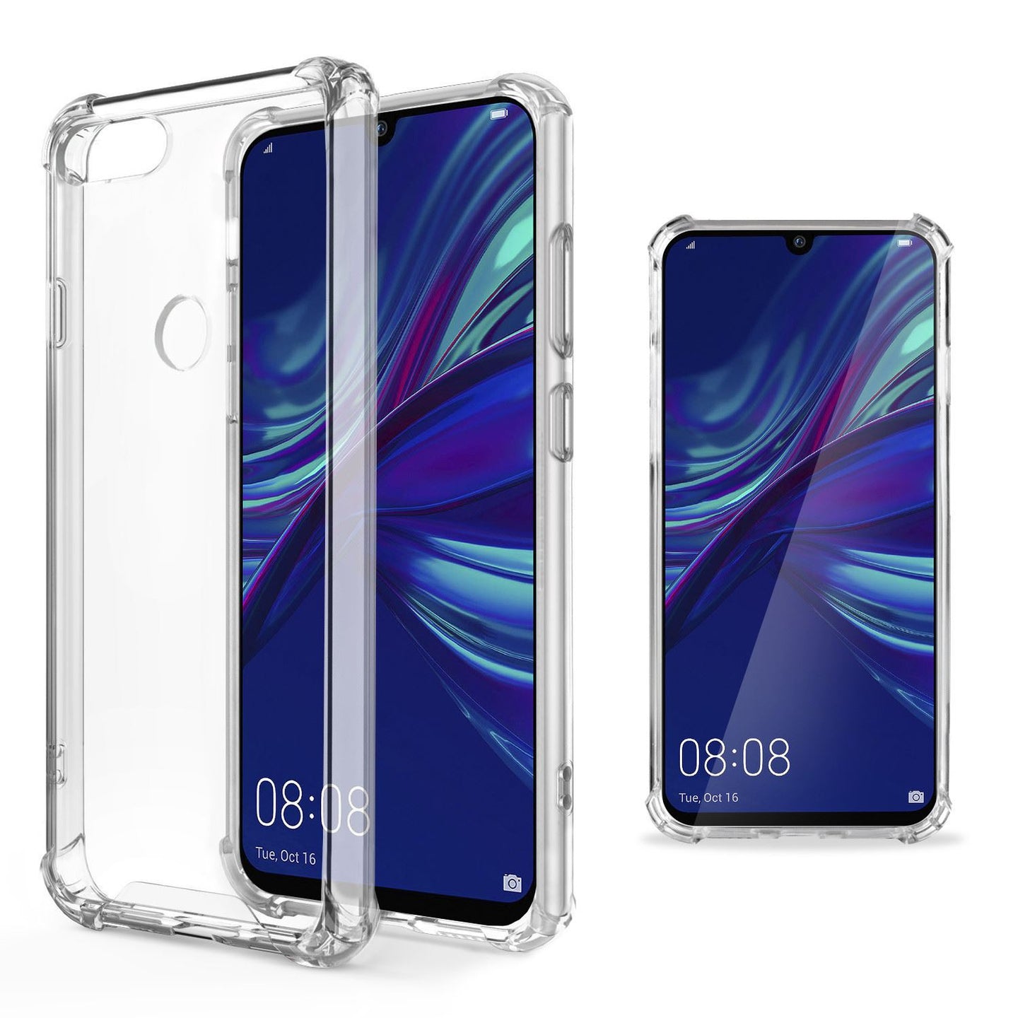 Moozy Shock Proof Silicone Case for Huawei P Smart 2019, Honor 10 Lite - Transparent Crystal Clear Phone Case Soft TPU Cover