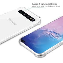 Załaduj obraz do przeglądarki galerii, Moozy Shock Proof Silicone Case for Samsung S10 Plus - Transparent Crystal Clear Phone Case Soft TPU Cover
