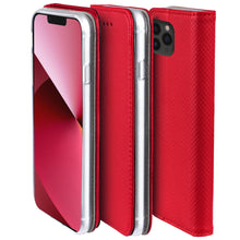 Carica l&#39;immagine nel visualizzatore di Gallery, Moozy Case Flip Cover for iPhone 13 Pro, Red - Smart Magnetic Flip Case Flip Folio Wallet Case with Card Holder and Stand, Credit Card Slots10,99
