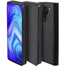Lade das Bild in den Galerie-Viewer, Moozy Case Flip Cover for Xiaomi Redmi Note 9, Black - Smart Magnetic Flip Case with Card Holder and Stand
