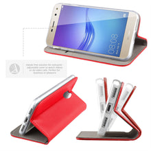 Cargar imagen en el visor de la galería, Moozy Case Flip Cover for Huawei Y6 2017, Red - Smart Magnetic Flip Case with Card Holder and Stand
