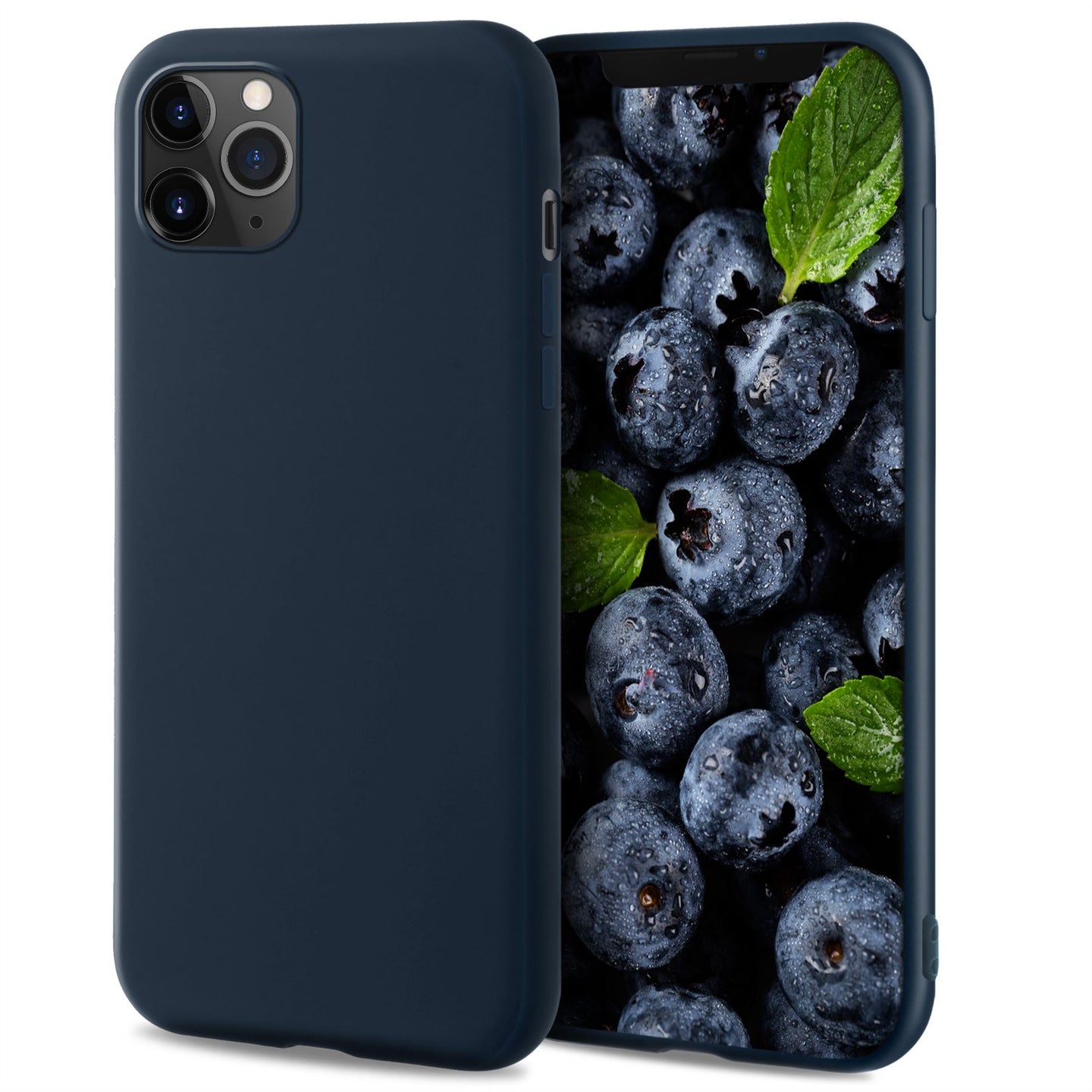 Moozy Lifestyle. Designed for iPhone 12 Pro Max Case, Midnight Blue - Liquid Silicone Cover with Matte Finish and Soft Microfiber Lining