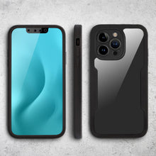 Cargar imagen en el visor de la galería, Moozy 360 Case for iPhone 13 Pro Max - Black Rim Transparent Case, Full Body Double-sided Protection, Cover with Built-in Screen Protector
