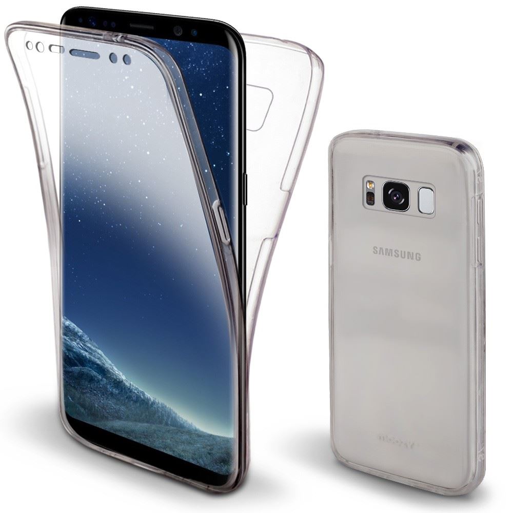 Moozy 360 Degree Case for Samsung S8 - Full body Front and Back Slim Clear Transparent TPU Silicone Gel Cover