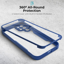 Cargar imagen en el visor de la galería, Moozy 360 Case for Samsung S22 Ultra - Blue Rim Transparent Case, Full Body Double-sided Protection, Cover with Built-in Screen Protector
