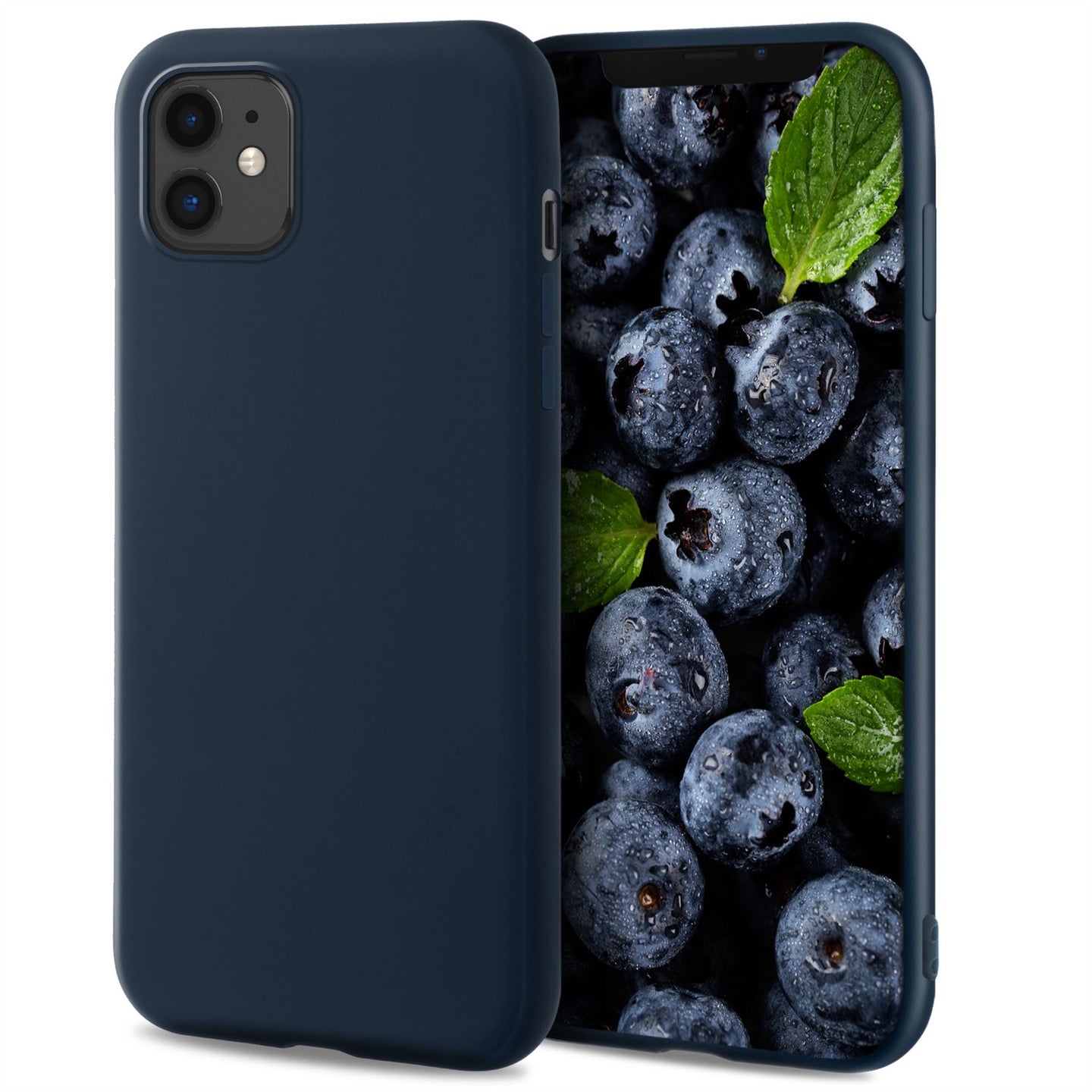 Moozy Lifestyle. Designed for iPhone 12 mini Case, Midnight Blue - Liquid Silicone Cover with Matte Finish and Soft Microfiber Lining