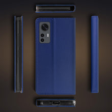 Charger l&#39;image dans la galerie, Moozy Case Flip Cover for Xiaomi 12 and Xiaomi 12X, Dark Blue - Smart Magnetic Flip Case Flip Folio Wallet Case with Card Holder and Stand, Credit Card Slots, Kickstand Function
