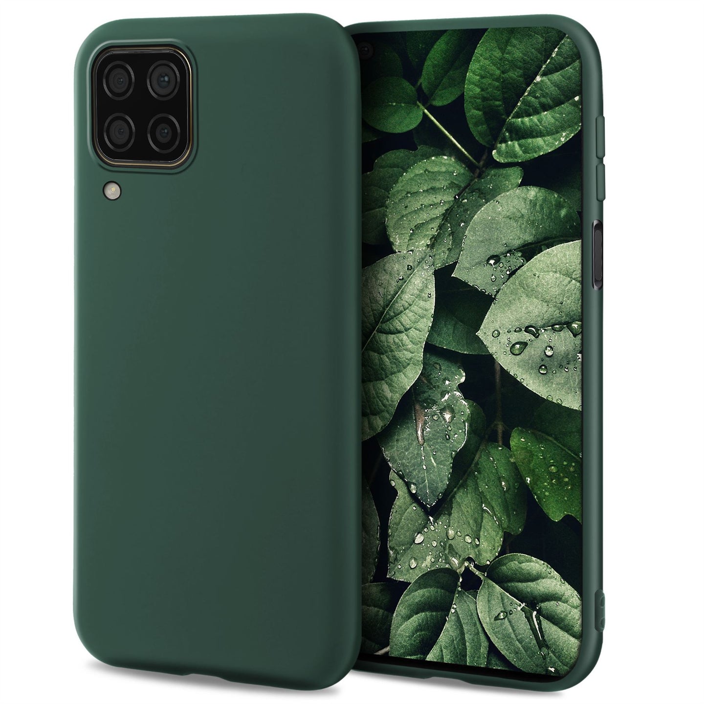 Moozy Minimalist Series Silicone Case for Huawei P40 Lite, Midnight Green - Matte Finish Slim Soft TPU Cover
