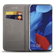 Lade das Bild in den Galerie-Viewer, Moozy Case Flip Cover for Huawei Nova 5T and Honor 20, Dark Blue - Smart Magnetic Flip Case with Card Holder and Stand
