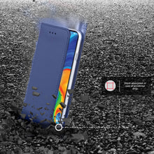 Załaduj obraz do przeglądarki galerii, Moozy Case Flip Cover for Huawei P30 Lite, Dark Blue - Smart Magnetic Flip Case with Card Holder and Stand
