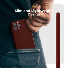 Afbeelding in Gallery-weergave laden, Moozy Minimalist Series Silicone Case for iPhone 13 Pro, Wine Red - Matte Finish Lightweight Mobile Phone Case Slim Soft Protective
