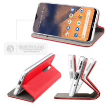 Lade das Bild in den Galerie-Viewer, Moozy Case Flip Cover for Nokia 2.3, Red - Smart Magnetic Flip Case with Card Holder and Stand
