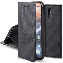Cargar imagen en el visor de la galería, Moozy Case Flip Cover for Nokia 3.2, Black - Smart Magnetic Flip Case with Card Holder and Stand
