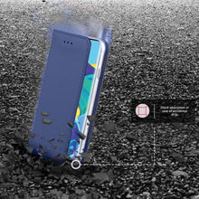 Załaduj obraz do przeglądarki galerii, Moozy Case Flip Cover for Huawei P30, Dark Blue - Smart Magnetic Flip Case with Card Holder and Stand
