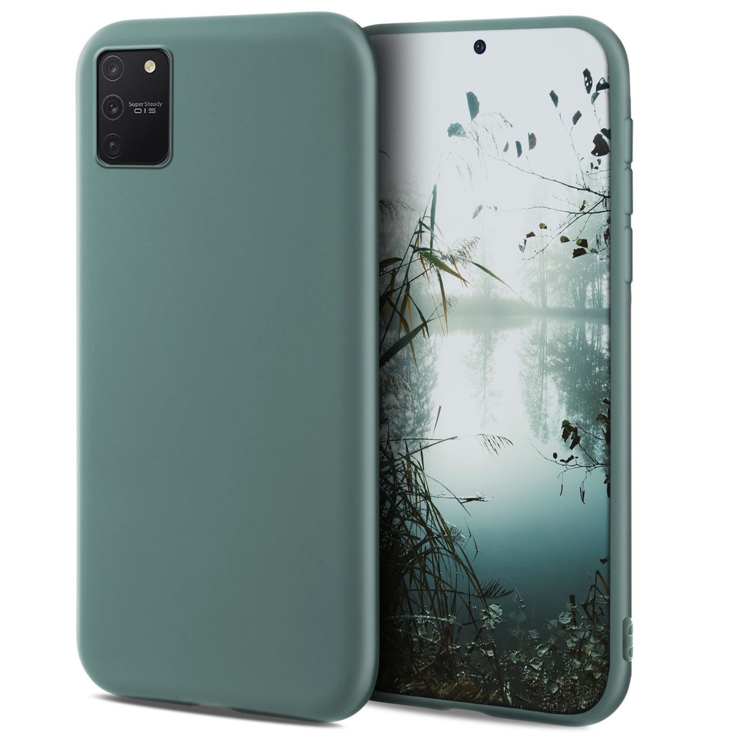 Moozy Minimalist Series Silicone Case for Samsung S10 Lite, Blue Grey - Matte Finish Slim Soft TPU Cover