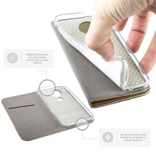 Cargar imagen en el visor de la galería, Moozy Case Flip Cover for Motorola Moto G7 Play, Gold - Smart Magnetic Flip Case with Card Holder and Stand
