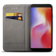 Load image into Gallery viewer, Moozy Case Flip Cover for Xiaomi Redmi 6, Black - Smart Magnetic Flip Case with Card Holder and Stand
