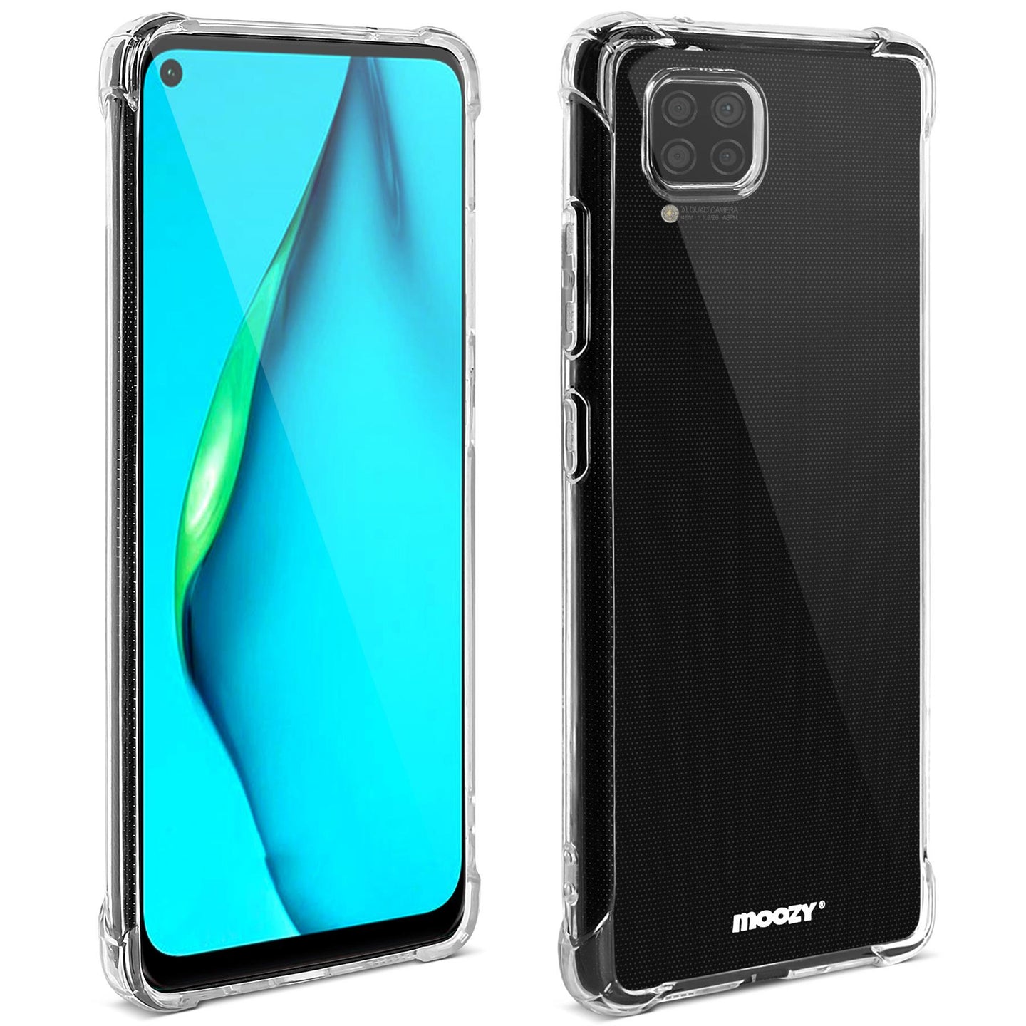 Moozy Shock Proof Silicone Case for Huawei P40 Lite - Transparent Crystal Clear Phone Case Soft TPU Cover