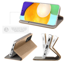 Ladda upp bild till gallerivisning, Moozy Case Flip Cover for Samsung A52, Samsung A52 5G, Gold - Smart Magnetic Flip Case Flip Folio Wallet Case

