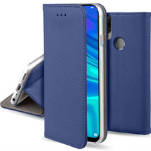 Charger l&#39;image dans la galerie, Moozy Case Flip Cover for Huawei P Smart 2019, Honor 10 Lite, Dark Blue - Smart Magnetic Flip Case with Card Holder and Stand
