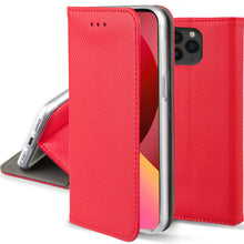 Charger l&#39;image dans la galerie, Moozy Case Flip Cover for iPhone 13 Pro, Red - Smart Magnetic Flip Case Flip Folio Wallet Case with Card Holder and Stand, Credit Card Slots10,99
