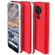 Charger l&#39;image dans la galerie, Moozy Case Flip Cover for Nokia 7.2, Nokia 6.2, Red - Smart Magnetic Flip Case with Card Holder and Stand

