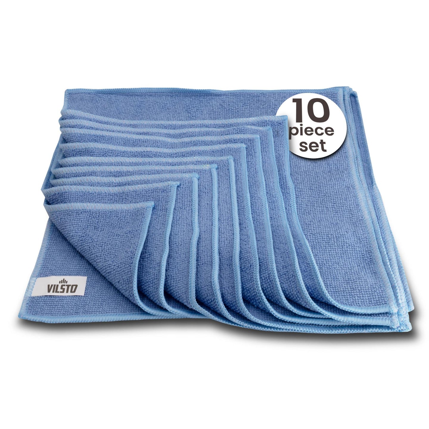 VILSTO Microfibre Cloth, Reusable Lint Free Cloth, Easy Clean Cloth, Window Cleaning, Microfibre Towel, Cleaning Supplies, 30x30 cm, 10 Pieces, Blue