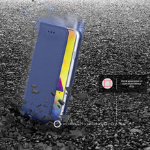 Załaduj obraz do przeglądarki galerii, Moozy Case Flip Cover for Samsung M20, Dark Blue - Smart Magnetic Flip Case with Card Holder and Stand
