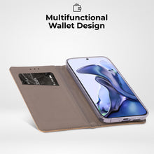 Carica l&#39;immagine nel visualizzatore di Gallery, Moozy Case Flip Cover for Xiaomi 11T and Xiaomi 11T Pro, Gold - Smart Magnetic Flip Case Flip Folio Wallet Case with Card Holder and Stand, Credit Card Slots, Kickstand Function
