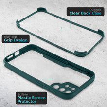 Załaduj obraz do przeglądarki galerii, Moozy 360 Case for Samsung S22 Ultra - Green Rim Transparent Case, Full Body Double-sided Protection, Cover with Built-in Screen Protector
