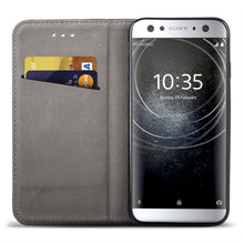 Cargar imagen en el visor de la galería, Moozy Case Flip Cover for Sony Xperia XA2, Black - Smart Magnetic Flip Case with Card Holder and Stand
