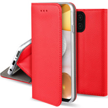 Load image into Gallery viewer, Moozy Case Flip Cover for Samsung A42 5G, Red - Smart Magnetic Flip Case with Card Holder and Stand
