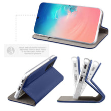 Załaduj obraz do przeglądarki galerii, Moozy Case Flip Cover for Samsung S10 Lite, Dark Blue - Smart Magnetic Flip Case with Card Holder and Stand
