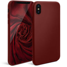 Lade das Bild in den Galerie-Viewer, Moozy Minimalist Series Silicone Case for iPhone X and iPhone XS, Wine Red - Matte Finish Slim Soft TPU Cover
