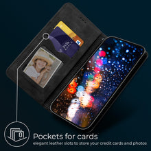 Carica l&#39;immagine nel visualizzatore di Gallery, Moozy Marble Black Flip Case for Xiaomi Redmi Note 10 Pro, Redmi Note 10 Pro Max - Flip Cover Magnetic Flip Folio Retro Wallet Case

