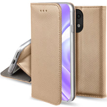 Carica l&#39;immagine nel visualizzatore di Gallery, Moozy Case Flip Cover for Xiaomi Mi 11 Lite and Mi 11 Lite 5G, Gold - Smart Magnetic Flip Case Flip Folio Wallet Case
