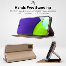 Carica l&#39;immagine nel visualizzatore di Gallery, Moozy Case Flip Cover for Samsung A22 4G, Gold - Smart Magnetic Flip Case Flip Folio Wallet Case with Card Holder and Stand, Credit Card Slots, Kickstand Function
