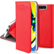 Carica l&#39;immagine nel visualizzatore di Gallery, Moozy Case Flip Cover for Samsung A80, Red - Smart Magnetic Flip Case with Card Holder and Stand
