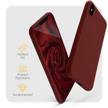 Carica l&#39;immagine nel visualizzatore di Gallery, Moozy Minimalist Series Silicone Case for iPhone X and iPhone XS, Wine Red - Matte Finish Slim Soft TPU Cover
