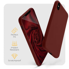 Charger l&#39;image dans la galerie, Moozy Minimalist Series Silicone Case for iPhone X and iPhone XS, Wine Red - Matte Finish Slim Soft TPU Cover
